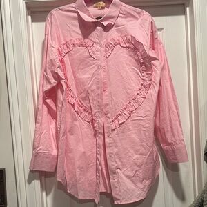 Pink Ruffled Heart Button-Up Shirt